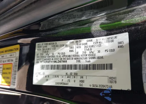 2021 Ford Ranger Xl from USA, damaged, VIN 1FTER4FH1MLD87968